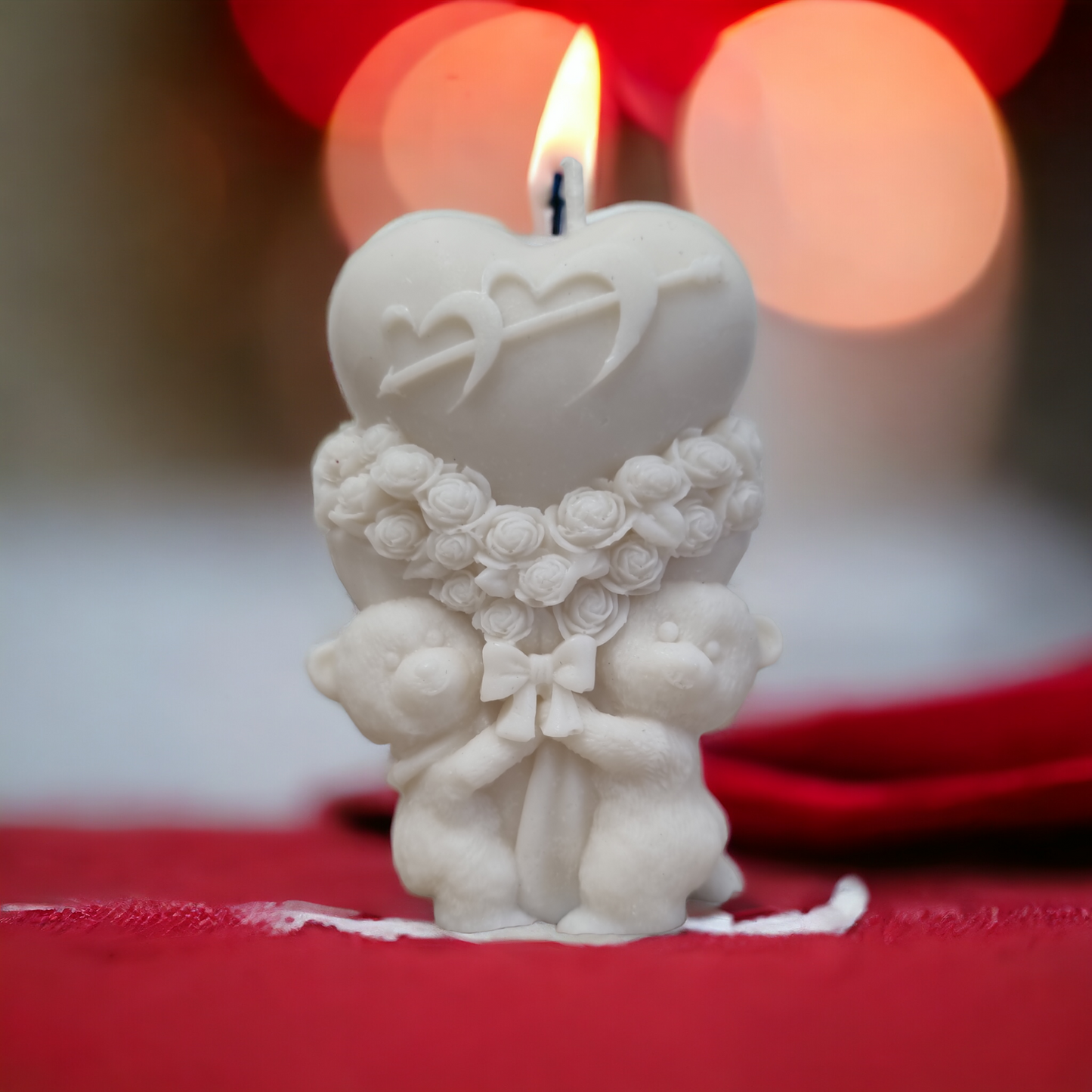 Roses, Heart Balloon & Bears Candle